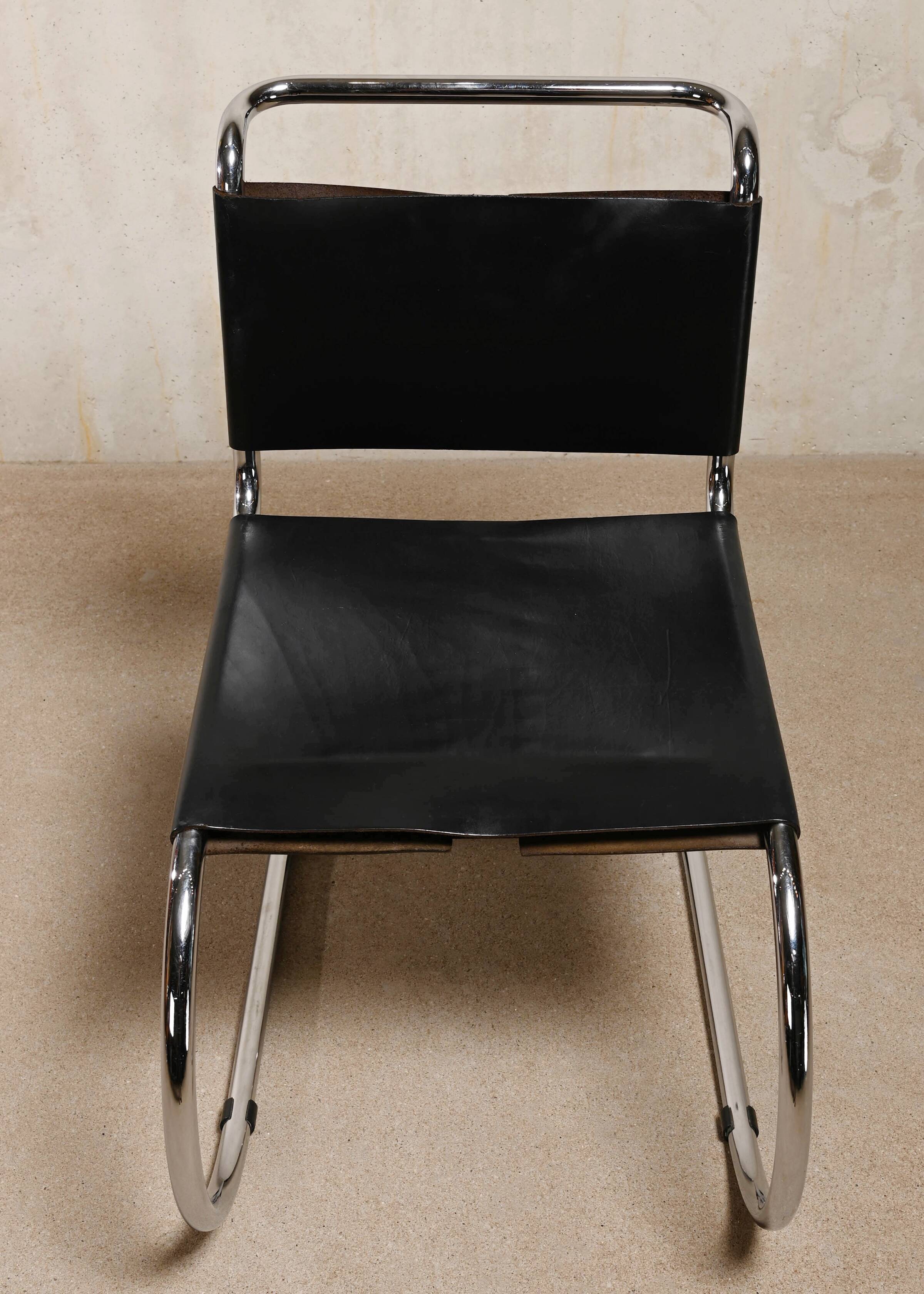 Mies Van Der Rohe Mr10 Cantilever chairs in black leather for Knoll