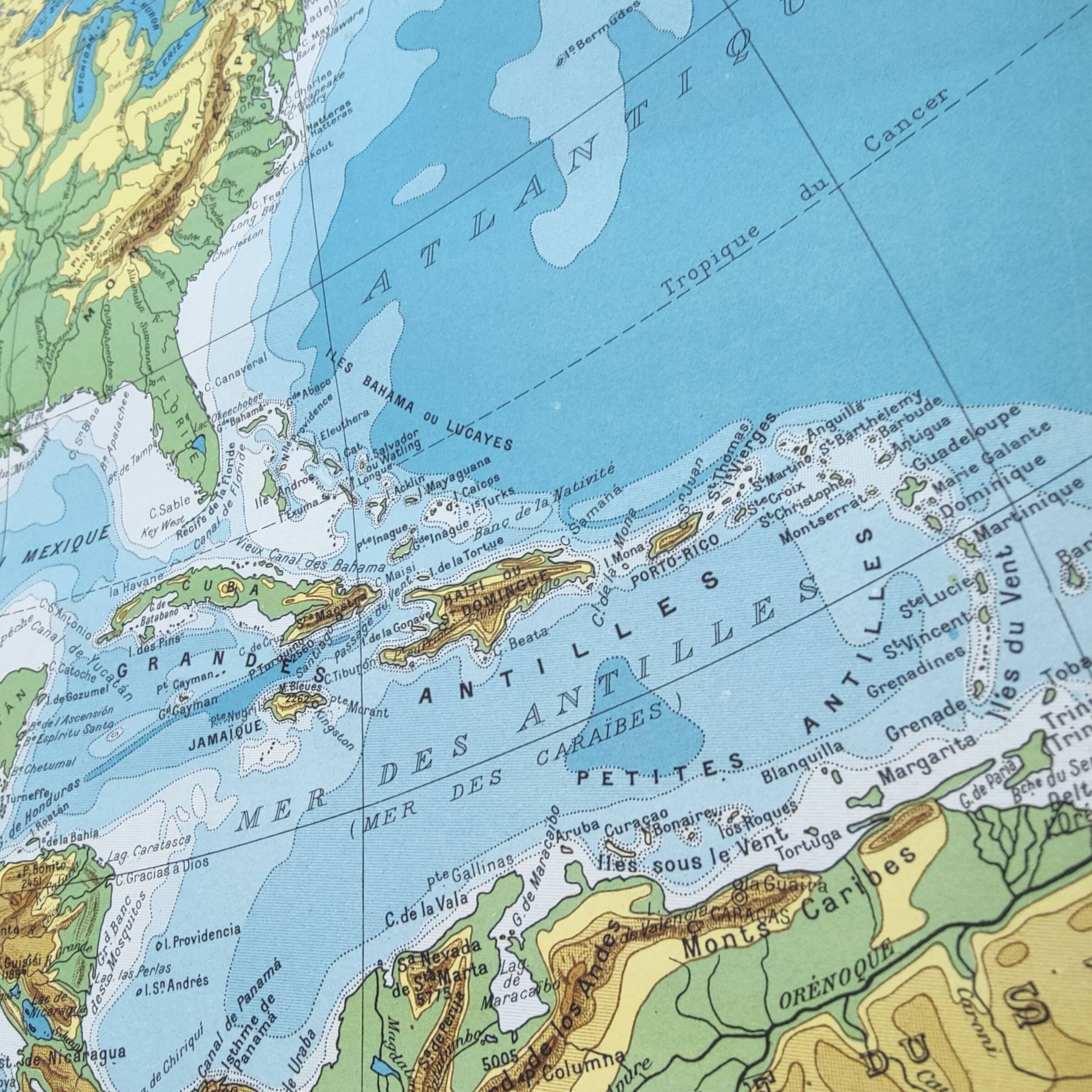 Carte Amérique du Nord vintage de 1950