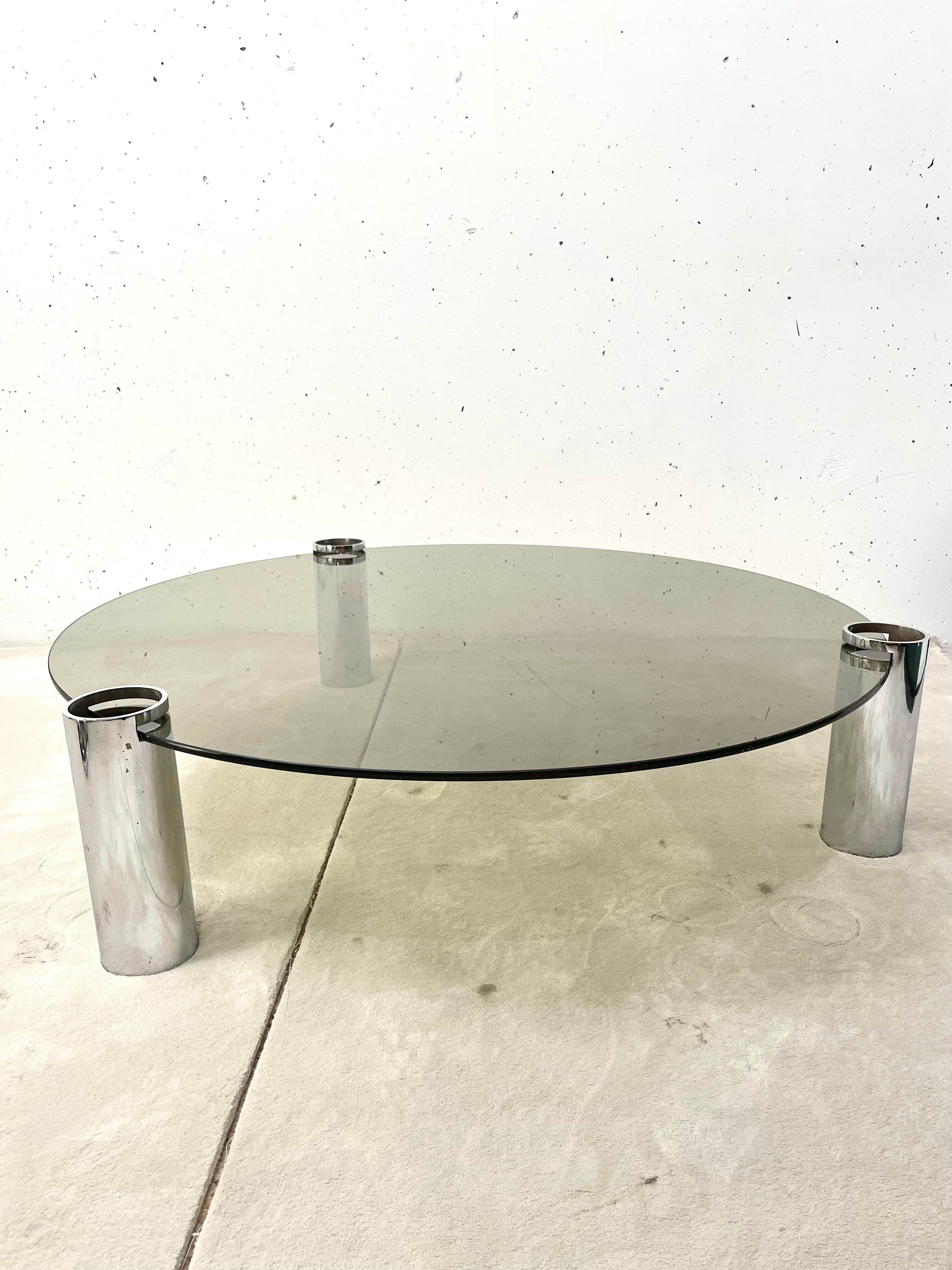 Coffee table chrome and glass 1970