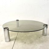 Coffee table chrome and glass 1970