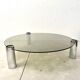 Table basse chrome et verre 1970