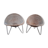 Pair of wicker armchairs
