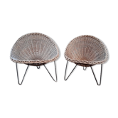 Pair of wicker armchairs