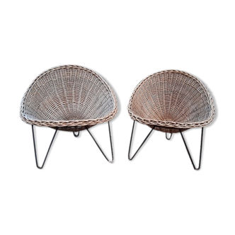 Pair of wicker armchairs