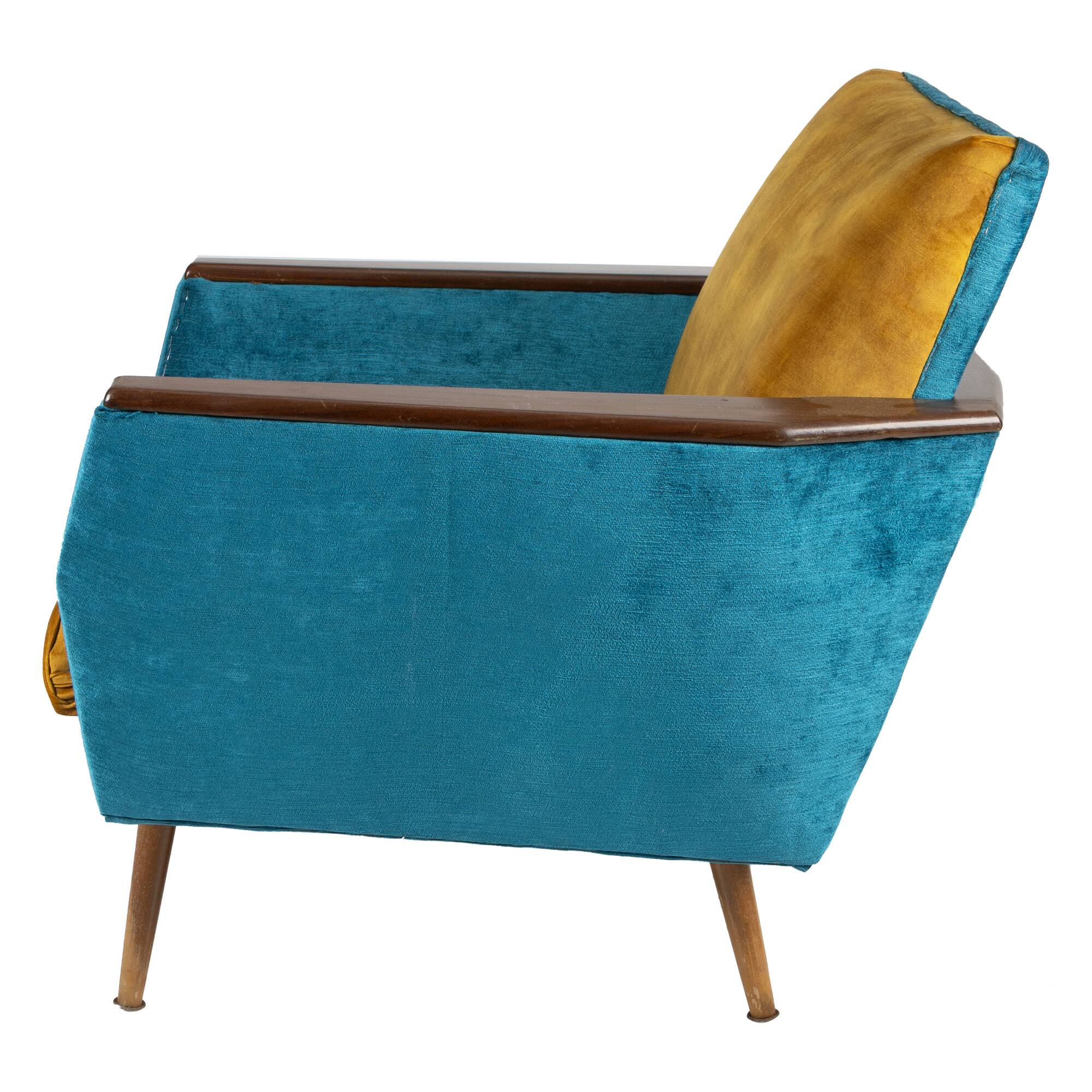 Petrol Golden Danish Retro Easy Chair Club Chair 60s Mid-Century
