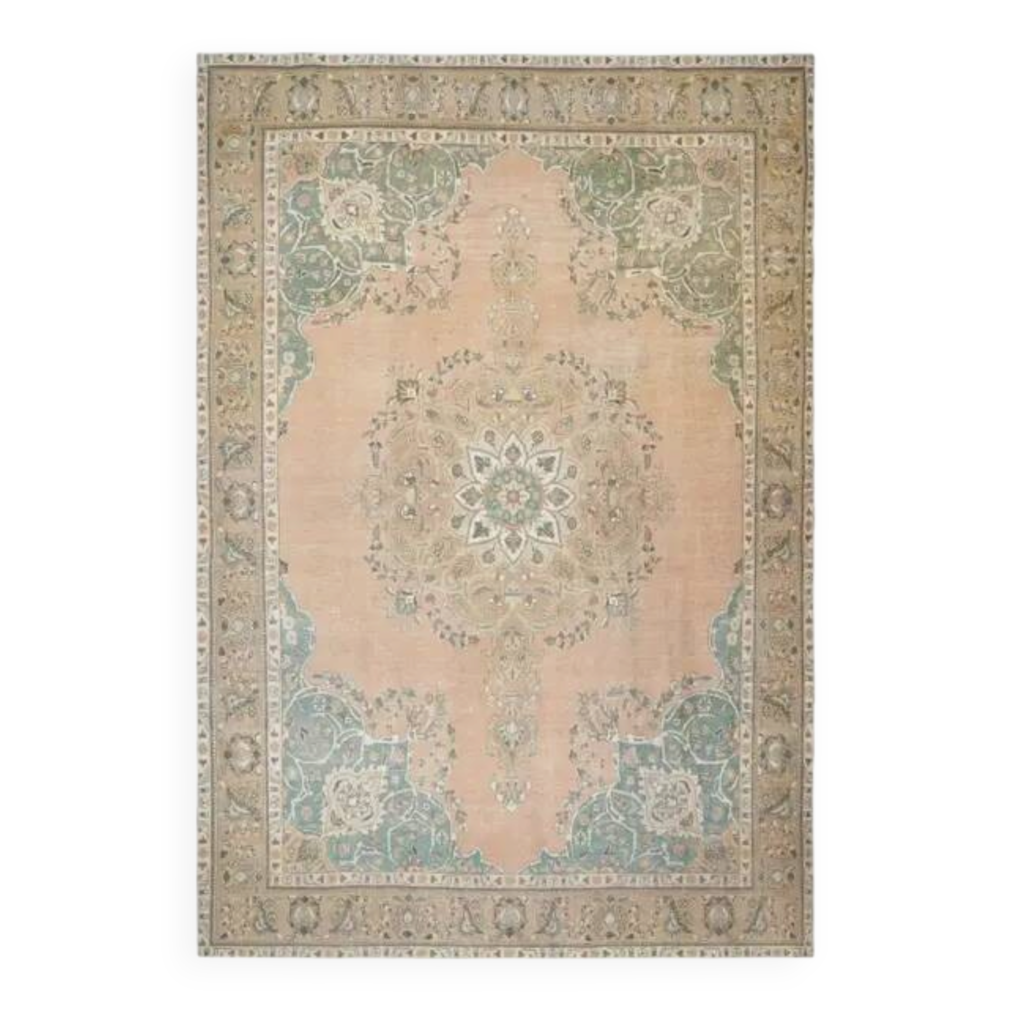 Tapis de zone vintage persan fait main en laine et coton des années 1970 285x397