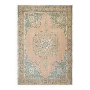 Tapis de zone vintage persan fait main en laine et coton des années 1970 285x397