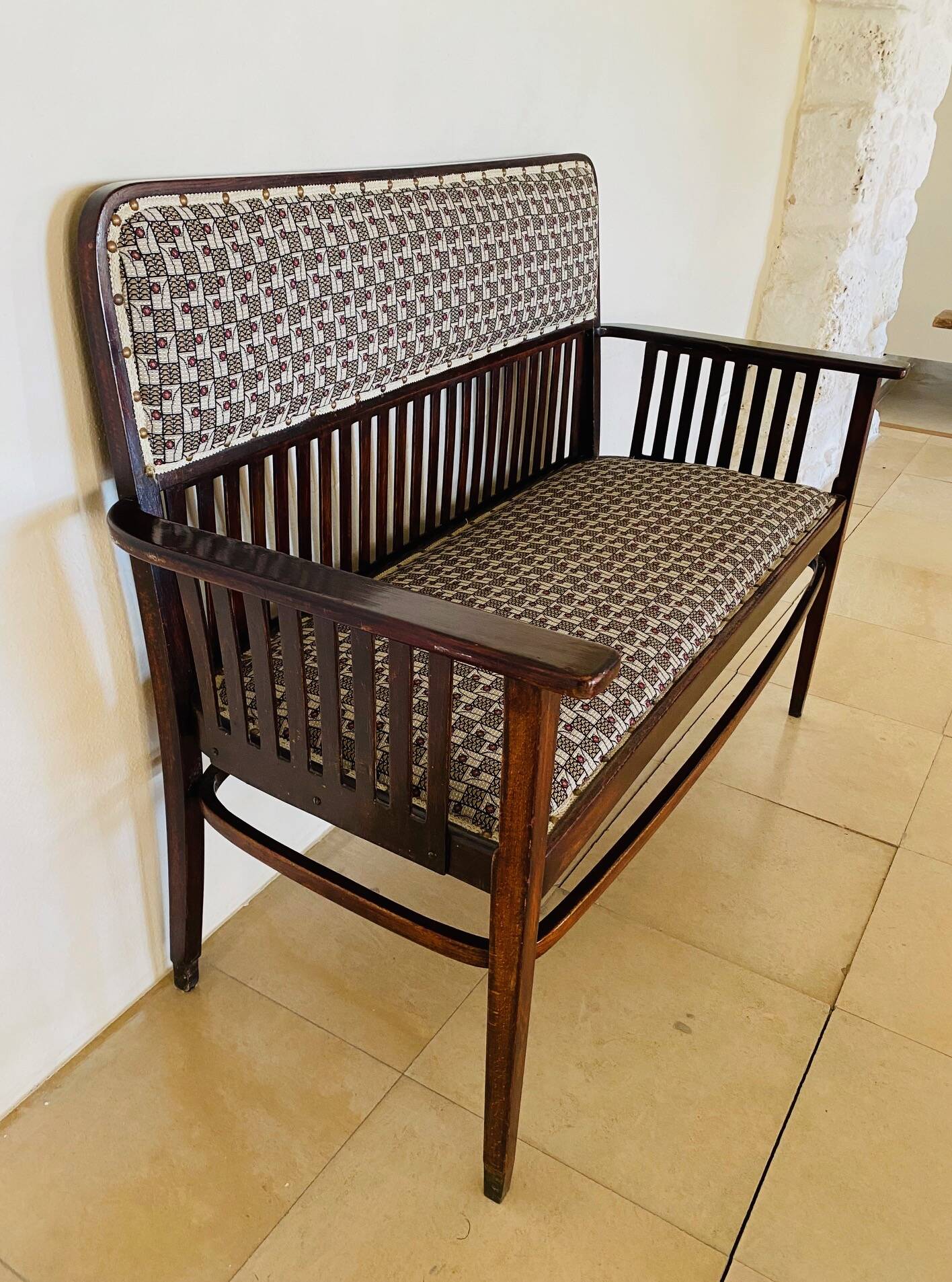 Art Nouveau style bench - Jacquard fabric