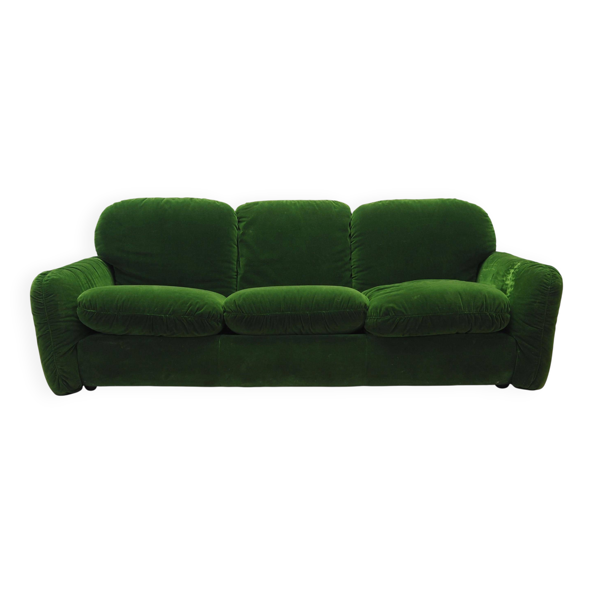 Green velour sofa, Italian design, 1970s, manufacturer: Busnelli, designer