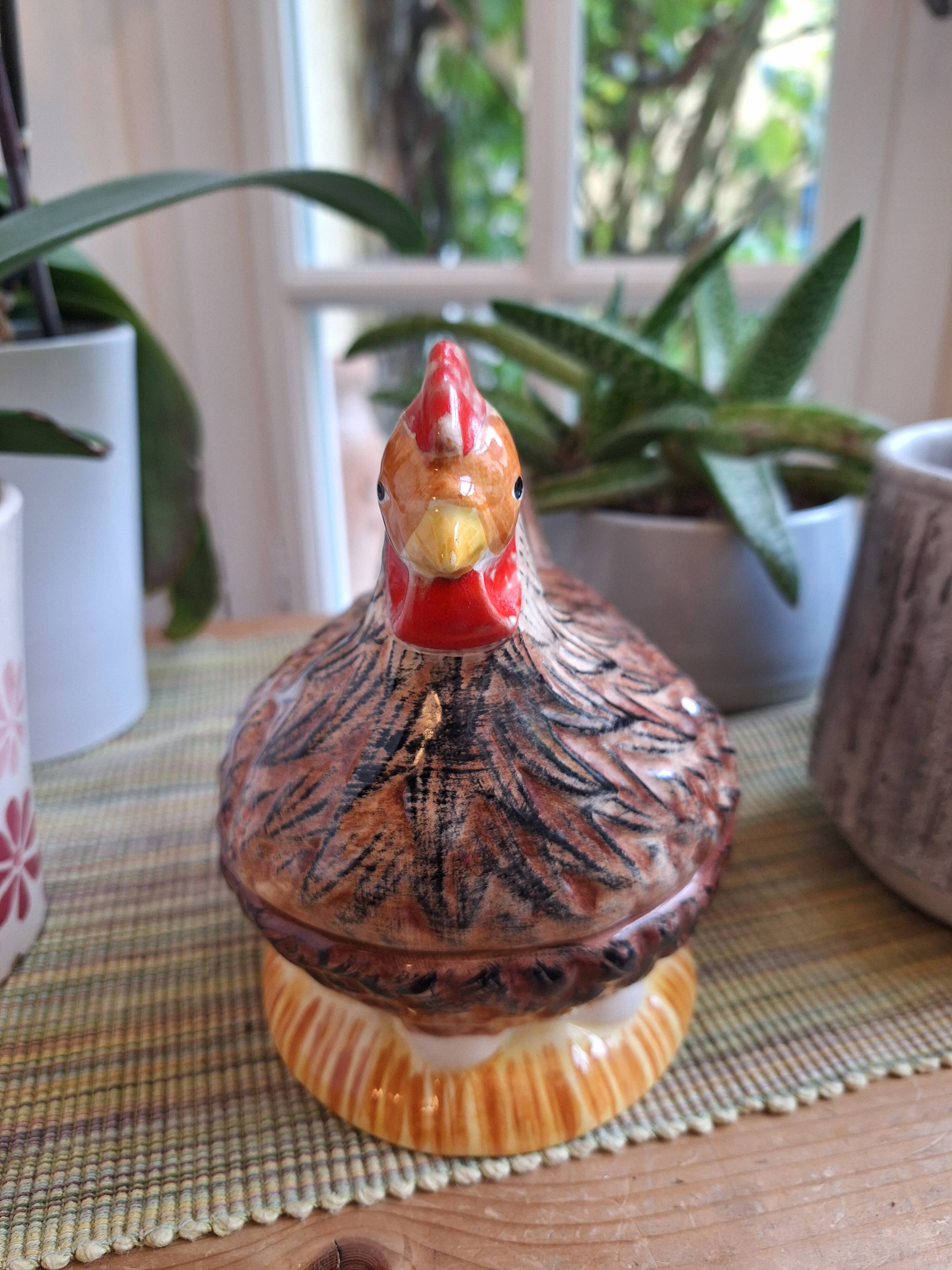 Chicken terrine in slip signed M. Caugant