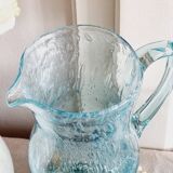 Service verre soufflé bullé bleu ciel