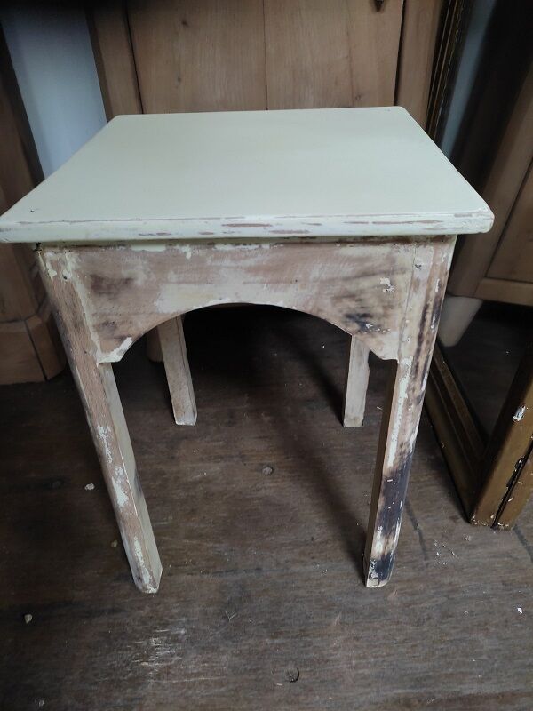 Solid wood stool seat square feet patinated