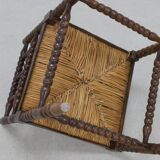 Chaise d'angle ancienne hollandaise en chêne et jonc, vers 1900