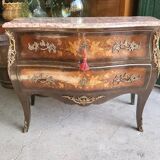 Commode sauteuse en bois de rose plateau en marbre rose