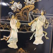 Vintage Chinese lacquer secretary desk with mother-of-pearl