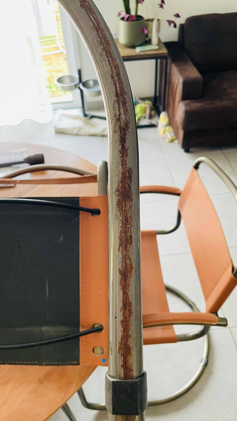 Set of 6 vintage tubular armchairs