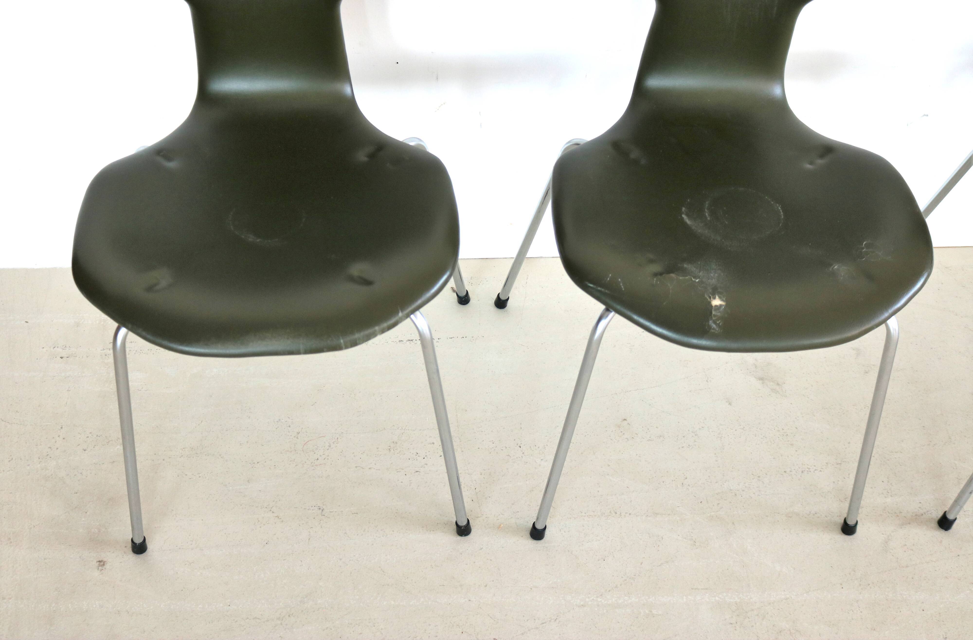 Six chaises « marteau » vintage par Arne Jacobsen pour Fritz Hansen