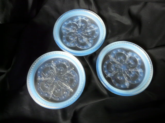 3 Blue Blue Pressed Pressed Molded Glass Bottle Bottom