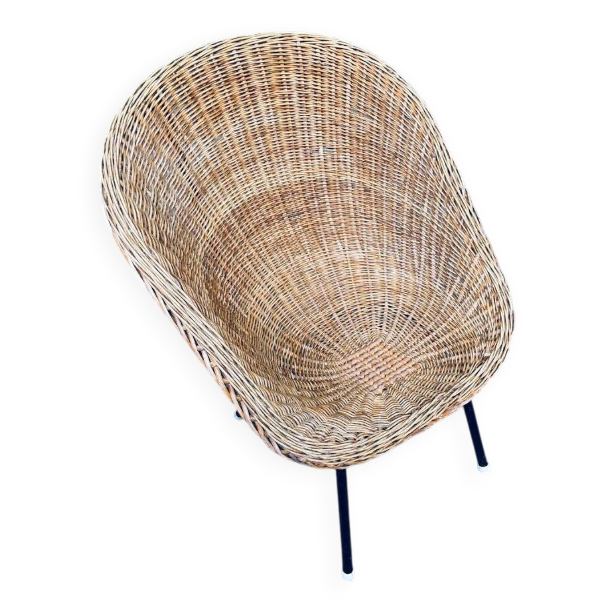 Wicker lounge chair in the style of Dirk Van Sliedregt for Rohé Noordwolde, Netherlands, 1960s.