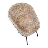 Wicker lounge chair in the style of Dirk Van Sliedregt for Rohé Noordwolde, Netherlands, 1960s.