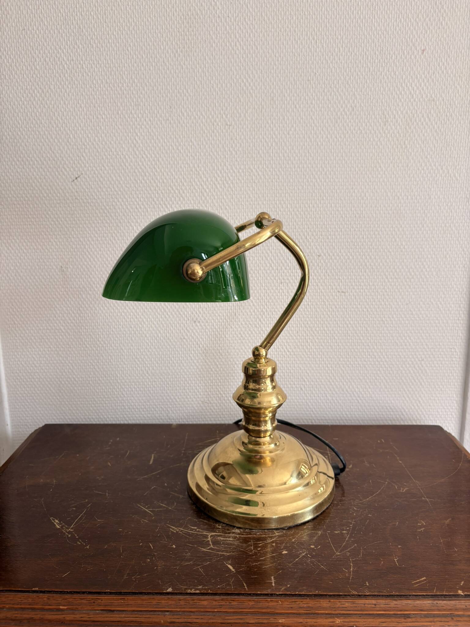 Old Notary Lamp Banker Desk Opaline Green Emeralite