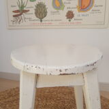Vintage white farm stool