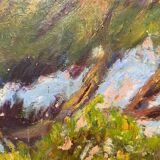 Bouquet/landscape, double reversible painting signed A. Viret