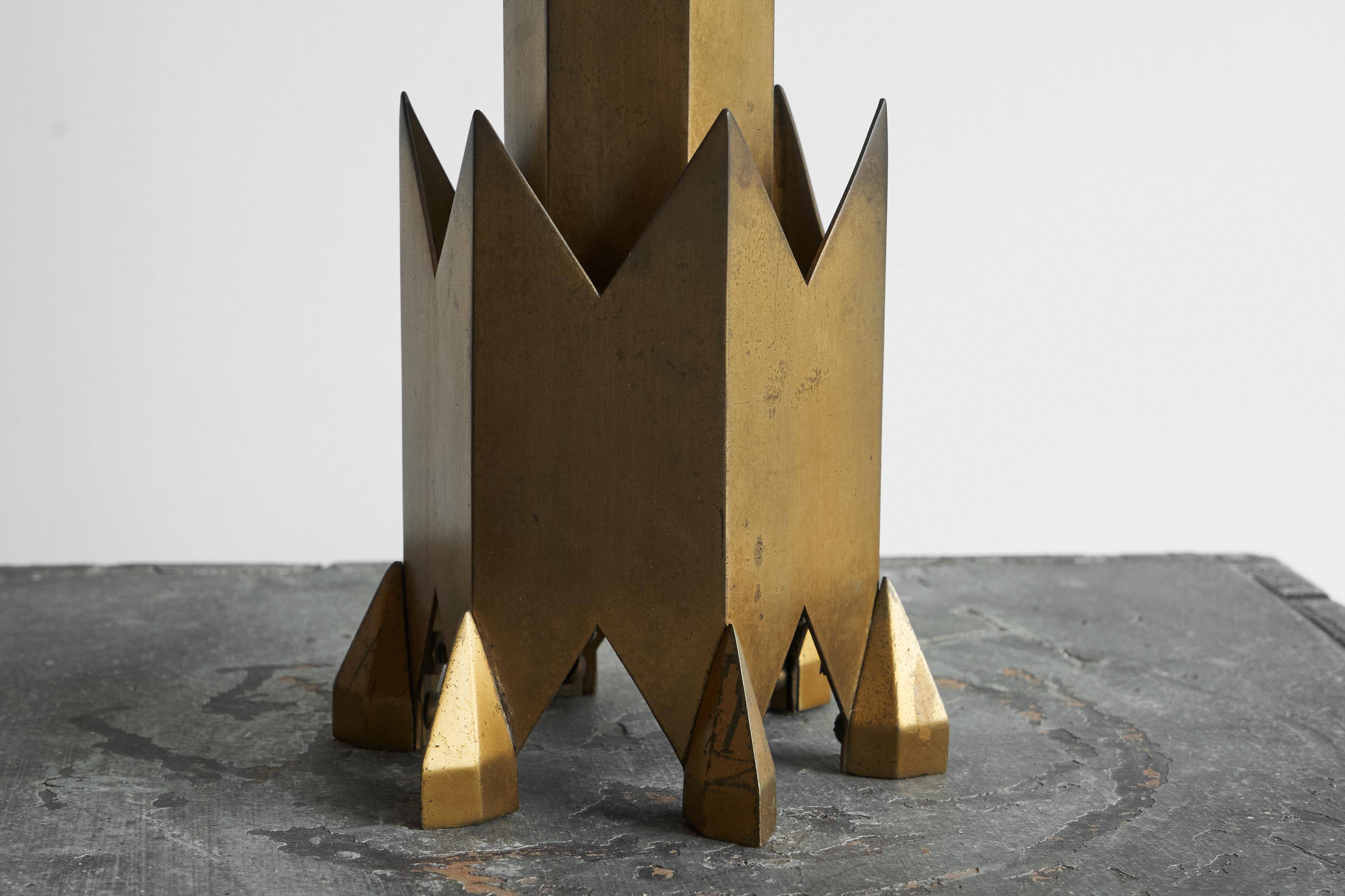 Large Art Deco chandelier in patinated brass