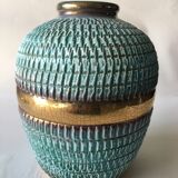 Celt and gold cracked art deco vase