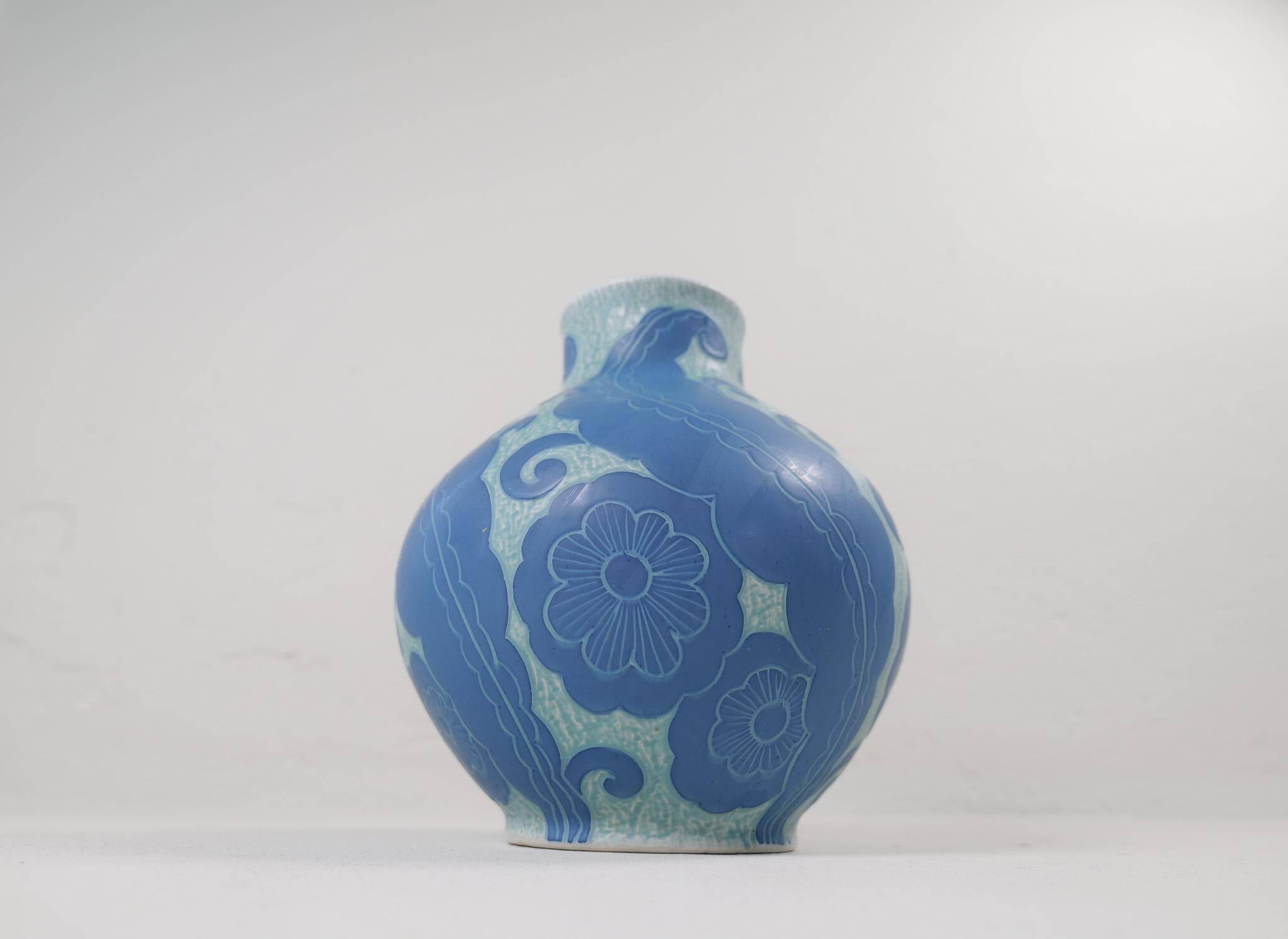Art Deco Vase Grand Gustavsberg Sgraffito Josef Ekberg, Sweden, 1922