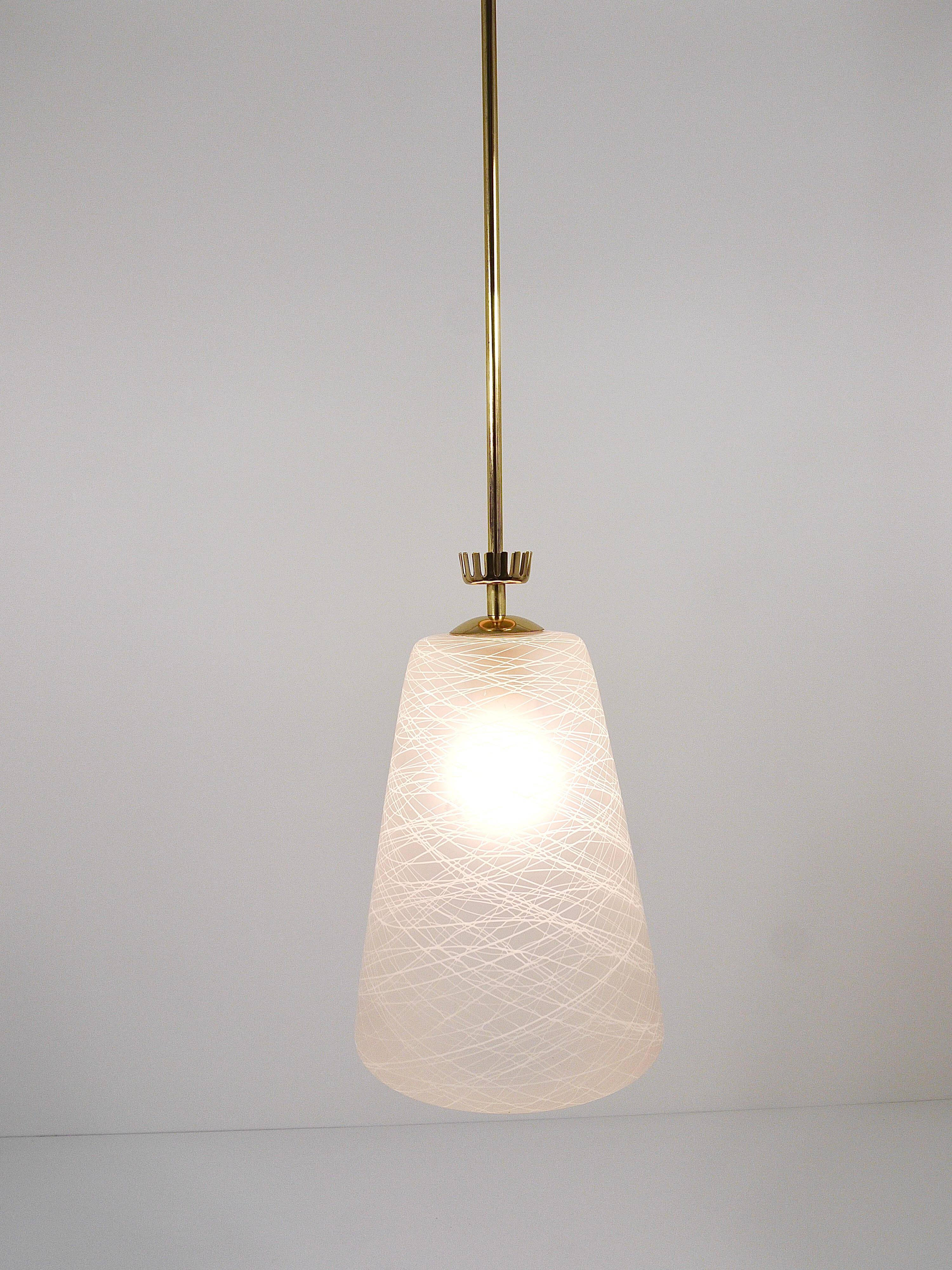 Brass Crown Pendant Light in Gio Ponti Style, Mid-Century, Italy, 1950s