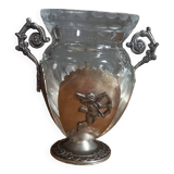 Miniature silver and crystal vase