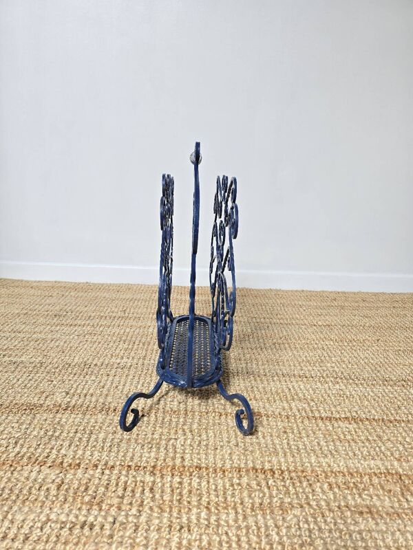 Porte-parapluie fer forgé bleu