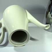 Coffee pot with metal isolated warming hood as a set with milk jug and sugar bowl, Vintage