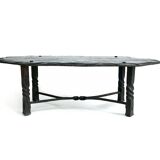French wrought iron and slate coffee table