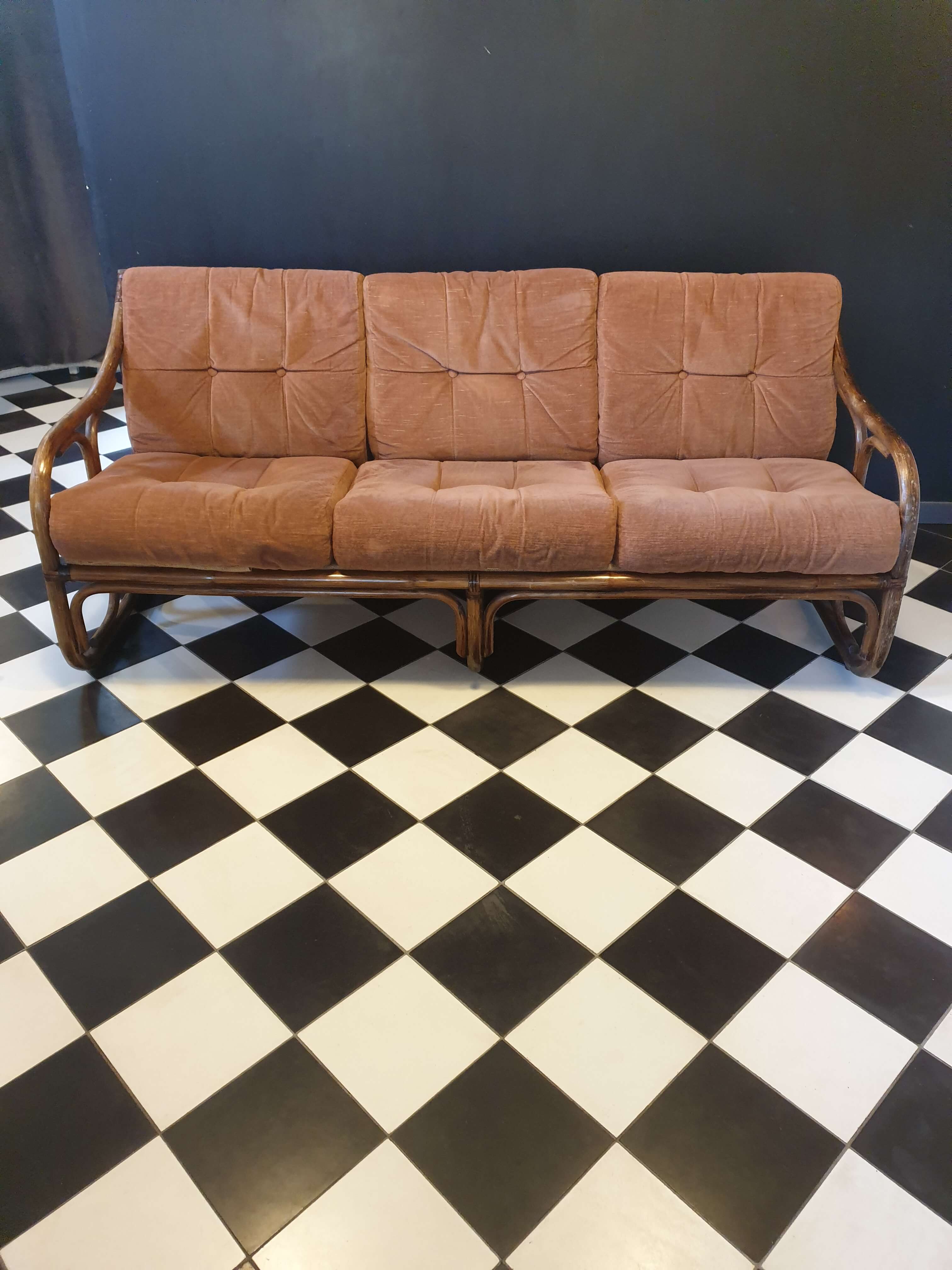 3-seater bamboo sofa