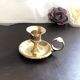 Hand candle holder called "Cave Rat" vintage golden brass