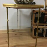 Brass side table, golden bamboo, 1950s