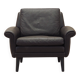 Fauteuil en cuir marron, design danois, années 1960, designer : Aage Christiansen.