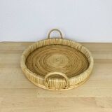 Vintage rattan serving tray, 1960s