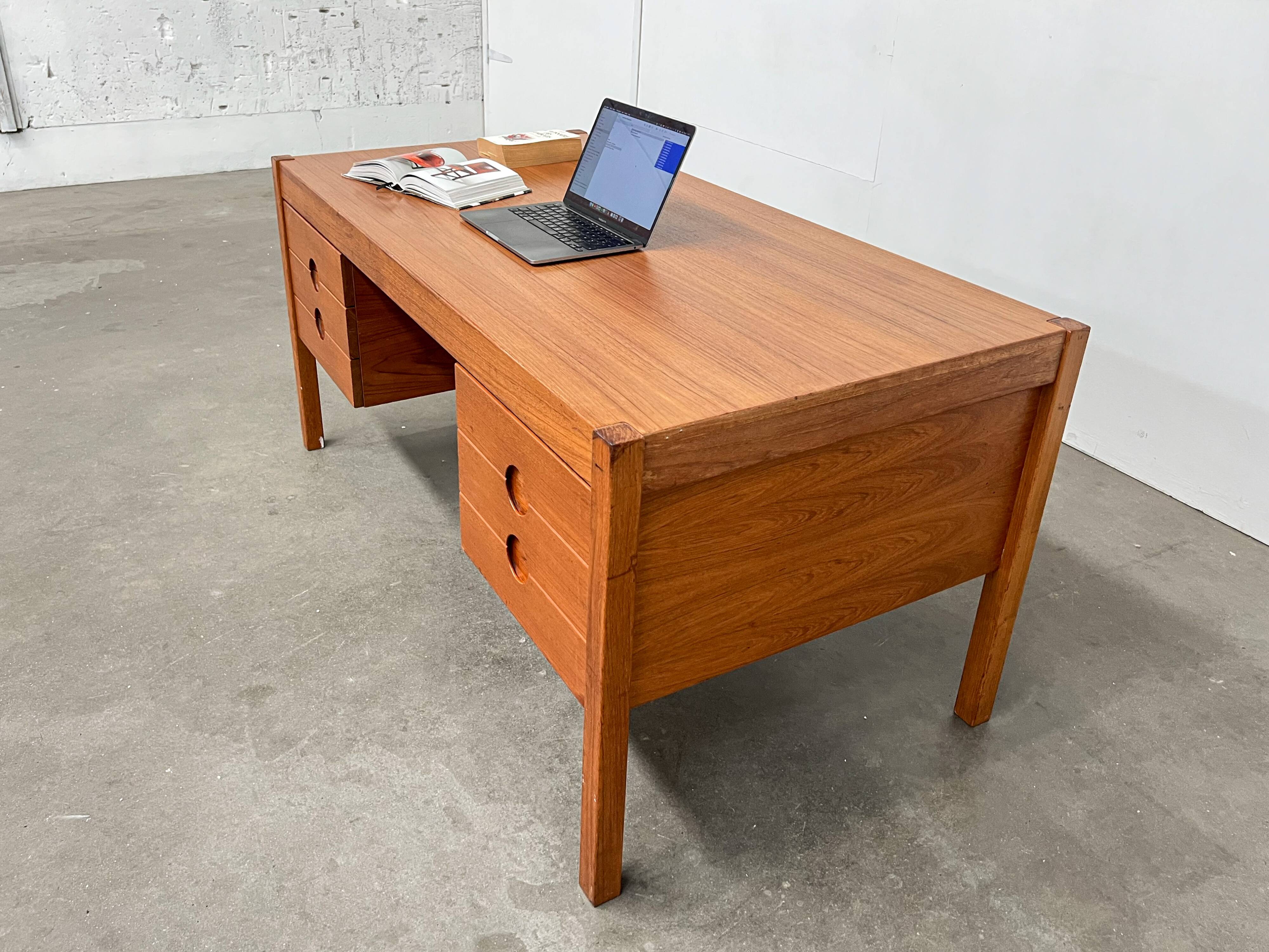 Vintage Scandinavian teak desk attributed to Christian Linneberg.