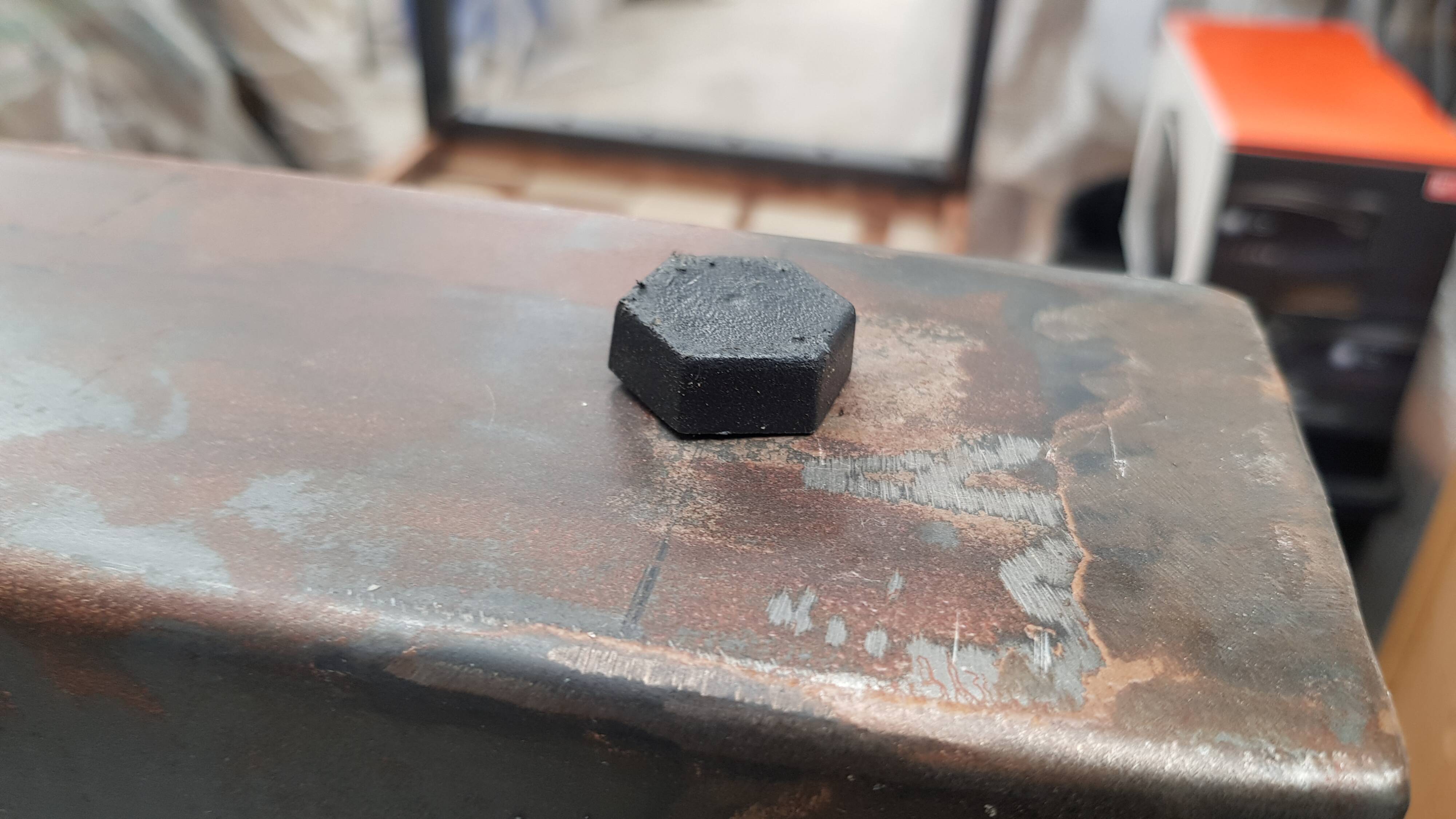 Industrial teak and metal table