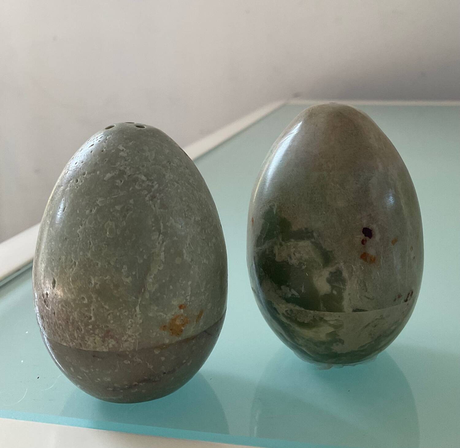 Vintage salt and pepper marble egg