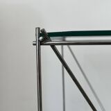 Side table in chromed metal and glass 70s