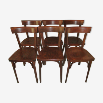 Suite 6 chaises de bistrot baumann 1960