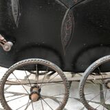 Former children's pram canvas and leather marked 1930s