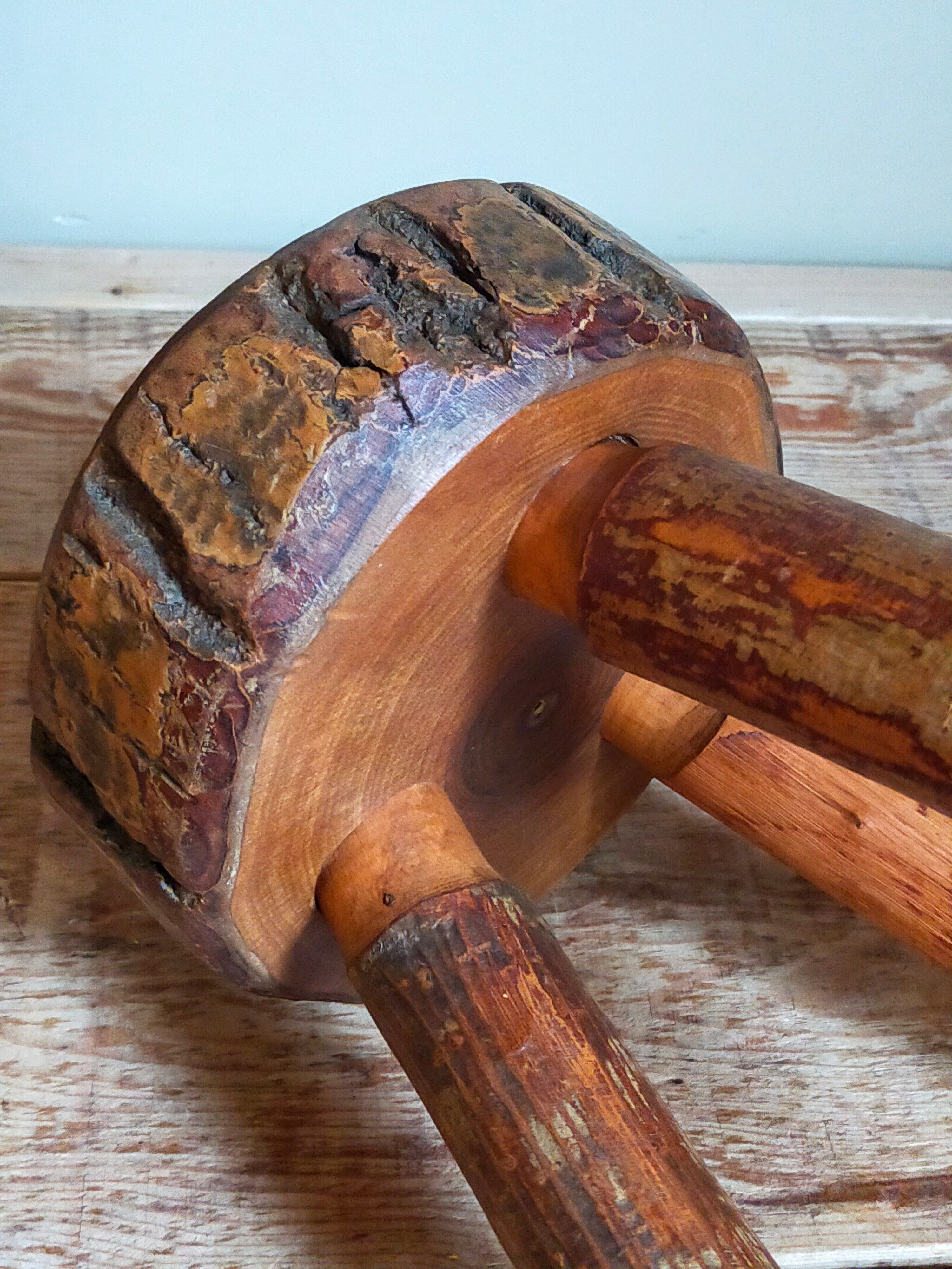 Tripod side stool solid wood Art-popular vintage