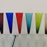 6 vintage Murano glass champagne flutes from the 60s