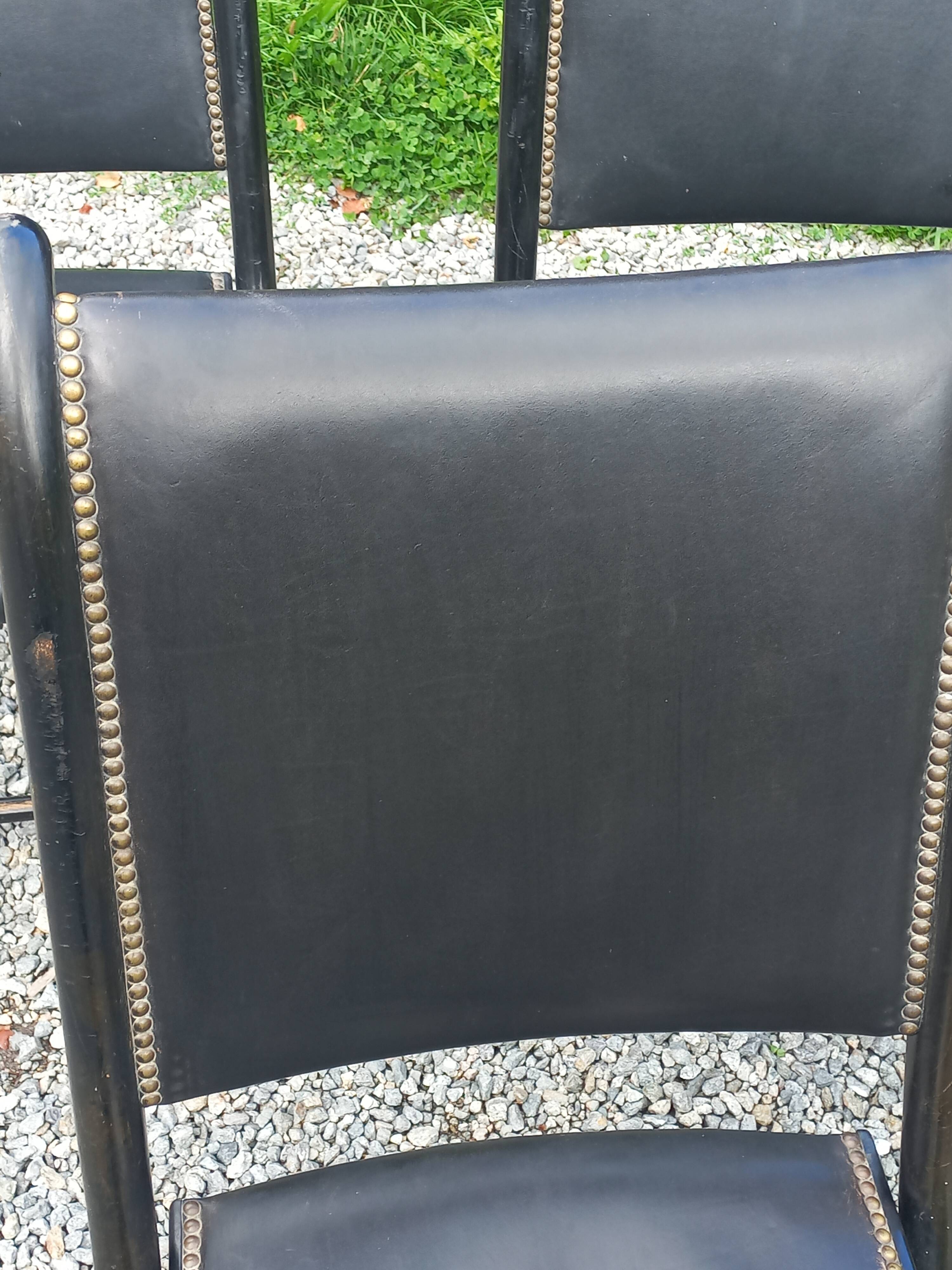 Set of 6 folding chairs, 70s design, 3 leather, 3 moleskin