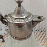 Antique pewter and glass carafe